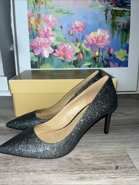 MICHAEL Michael Kors Black Glitter Pointed-Toe Low Heels